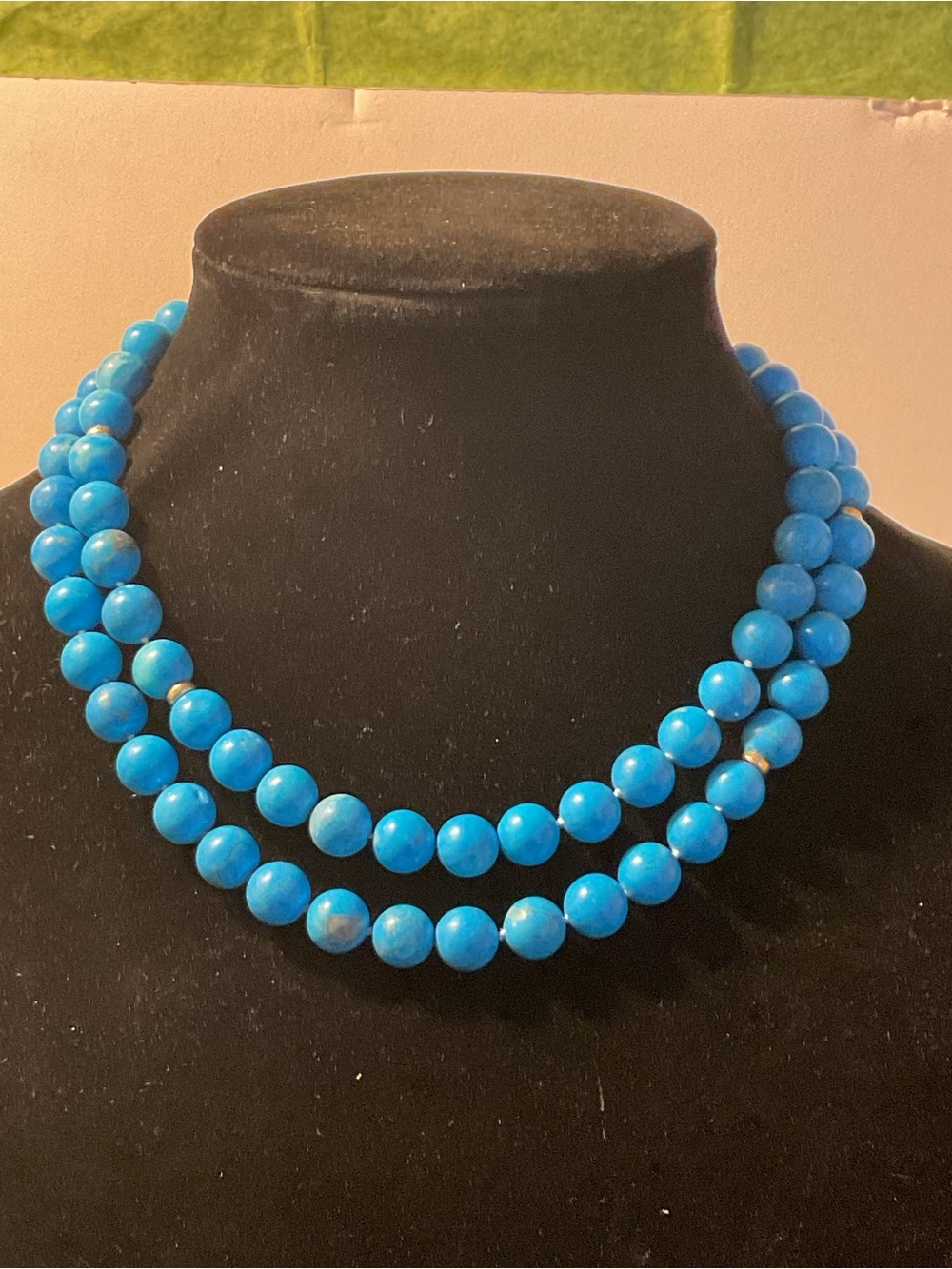 Turquoise Blue Color17”Strand Beaded Necklace - Unbranded